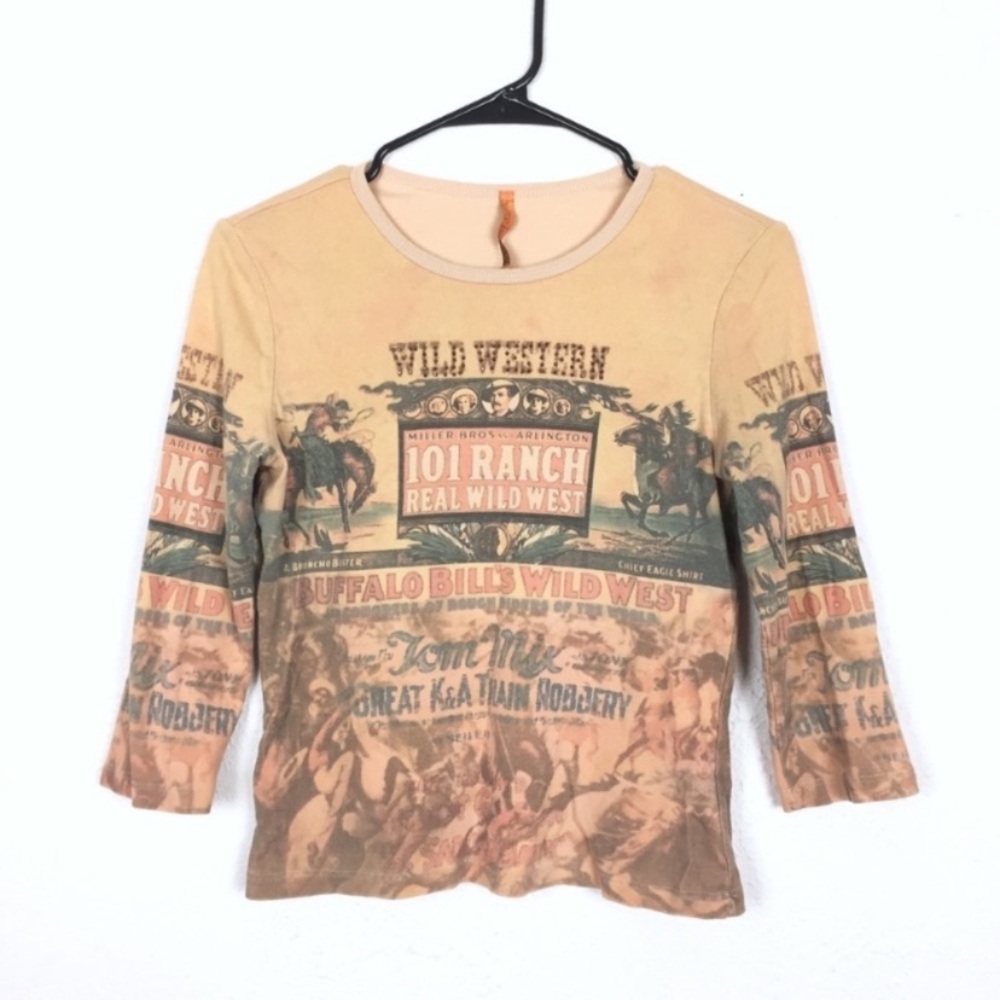Vintage Y2K wild wild West all over print top size xl juniors novelty western
